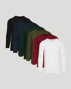 True ClassicColor Waffle Long Sleeve Henley 6-Pack