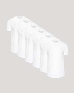 True ClassicAll White Short Sleeve Curved Hem Crew 6-Pack