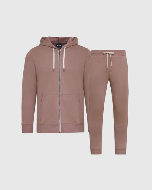 Slate Mauve Full Zip Fleece Hoodie & Jogger 2-Pack