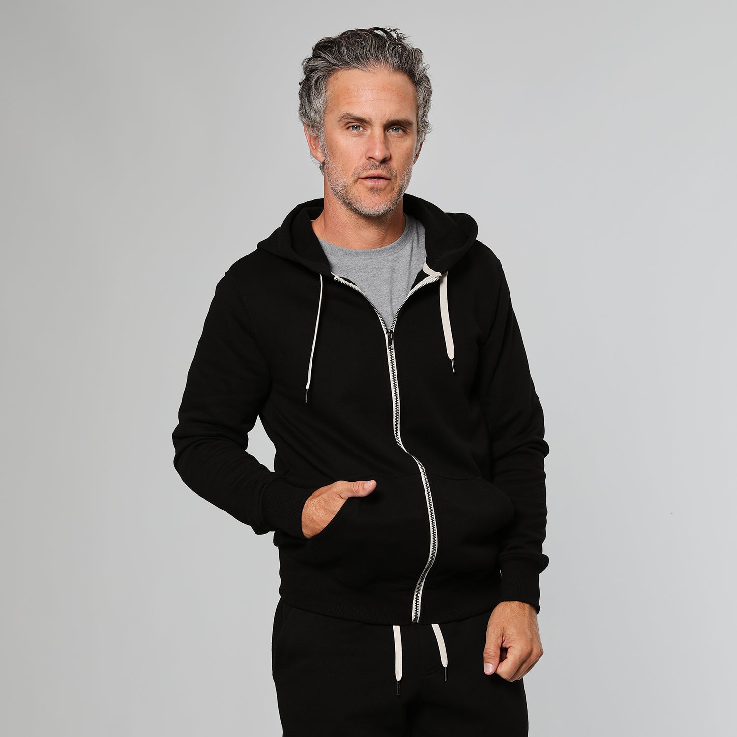 Black Fleece Zip Hoodie and Jogger Set