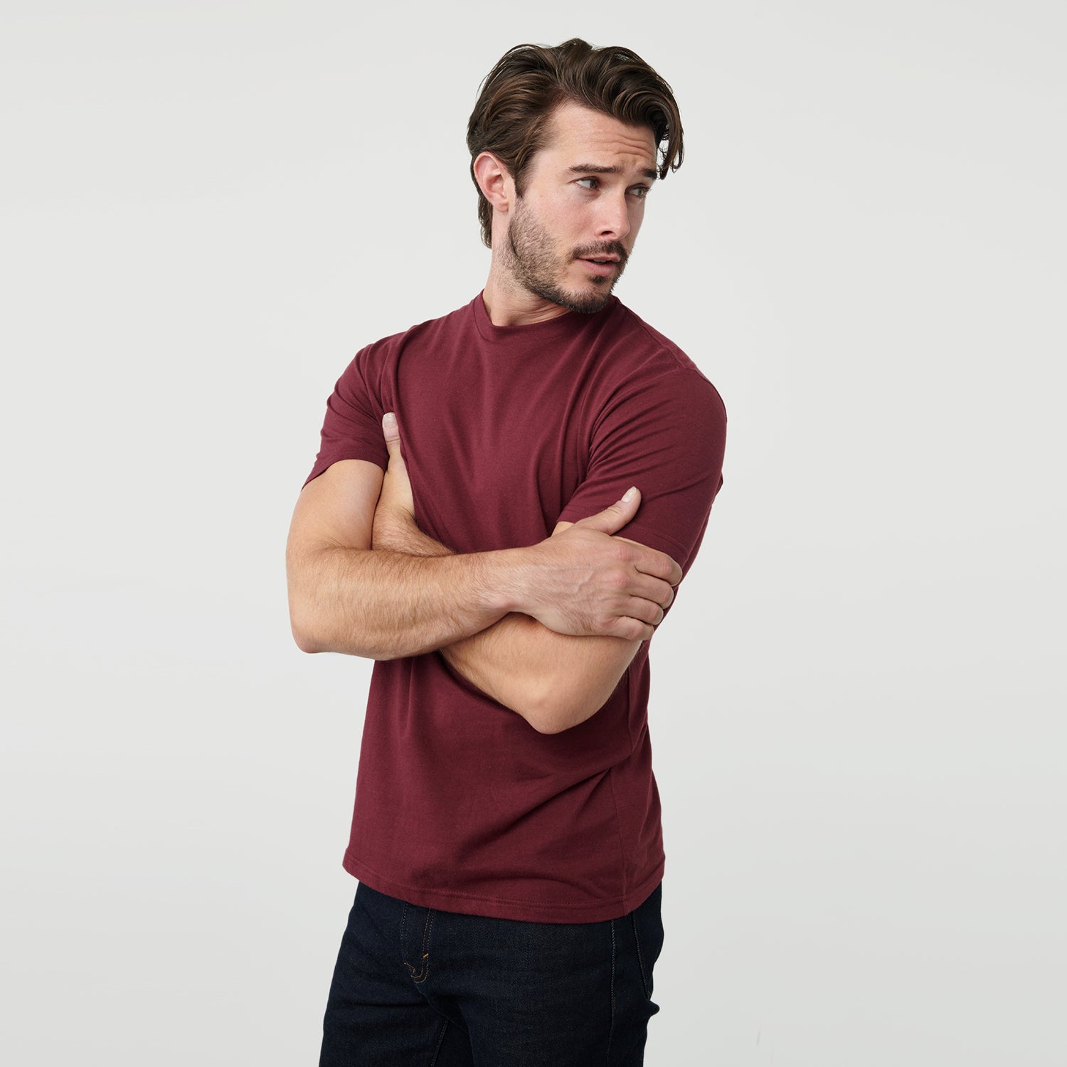 Burgundy Crew Neck T Shirt True Classic