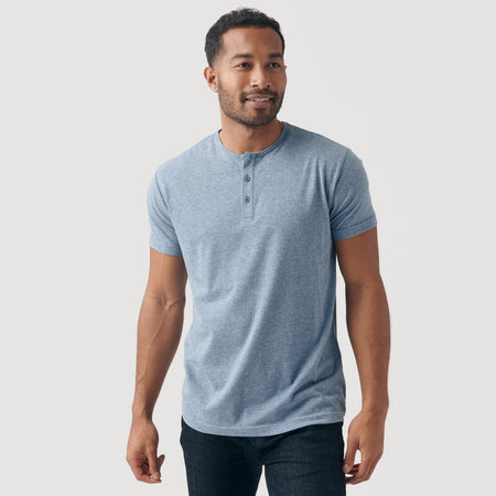 Heather Indigo Short Sleeve Henley True Classic