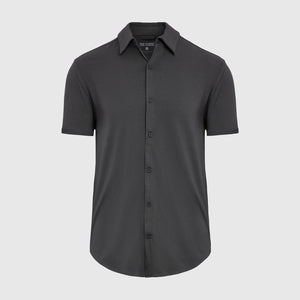 True ClassicKurzarm-Strickshirt in Carbon