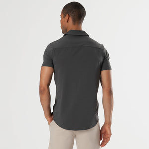 True ClassicKurzarm-Strickshirt in Carbon