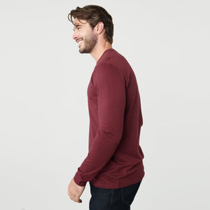 True ClassicBurgundy Long Sleeve Crew Neck Tee