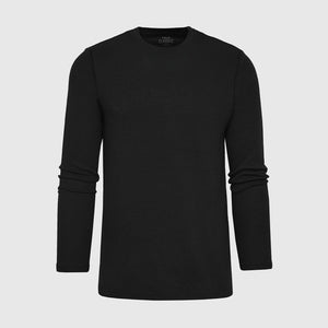 True ClassicWaffel Longsleeve mit Rundhalsausschnitt in Schwarz