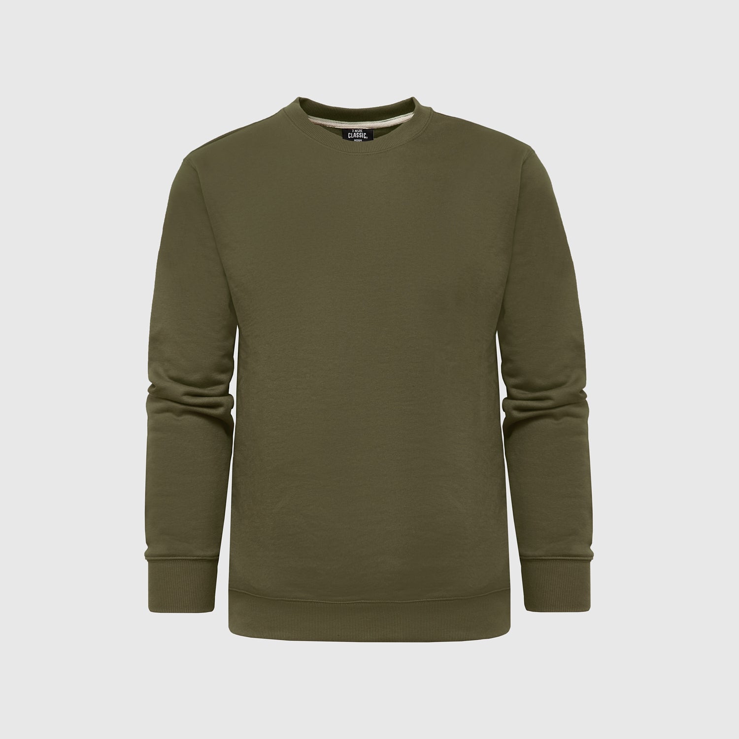Military Green Fleece French Terry Pullover Crew Neck Sweatshirt – True ...