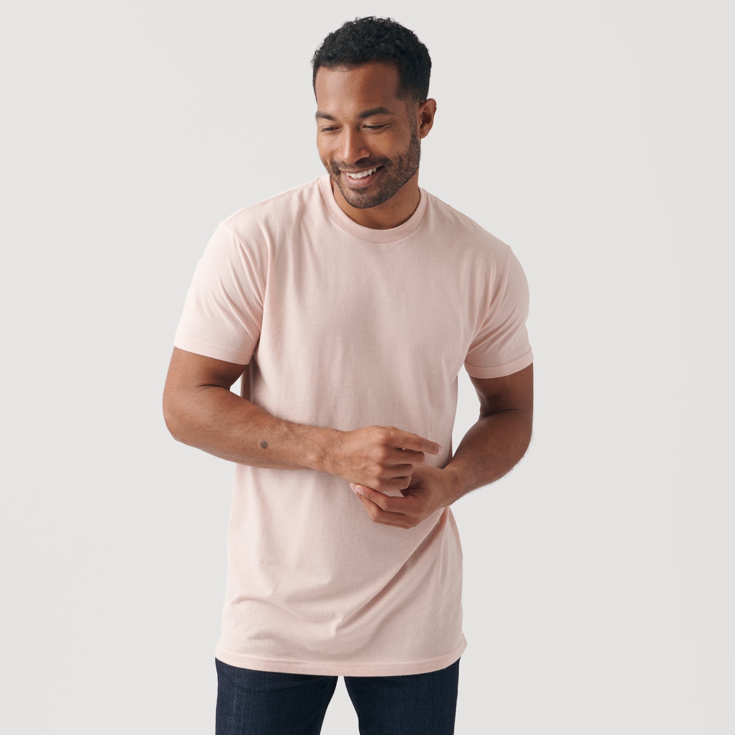 Dusty Pink Tall Round Hem Crew Neck T-Shirt – True Classic