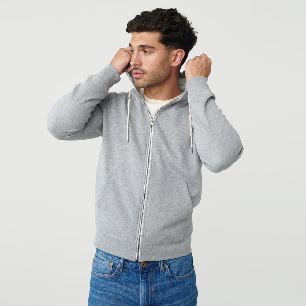 Heather Gray Zip Fleece Hoodie