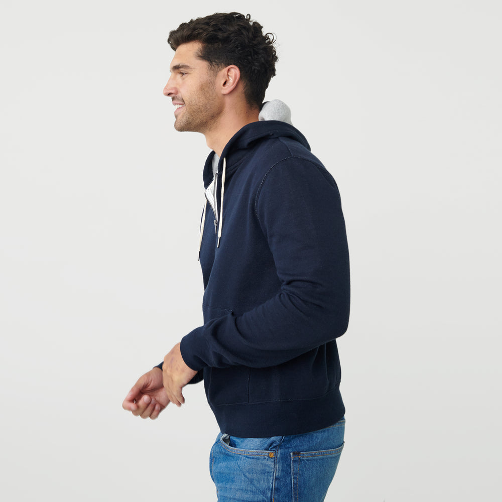 Navy Zip Fleece Hoodie