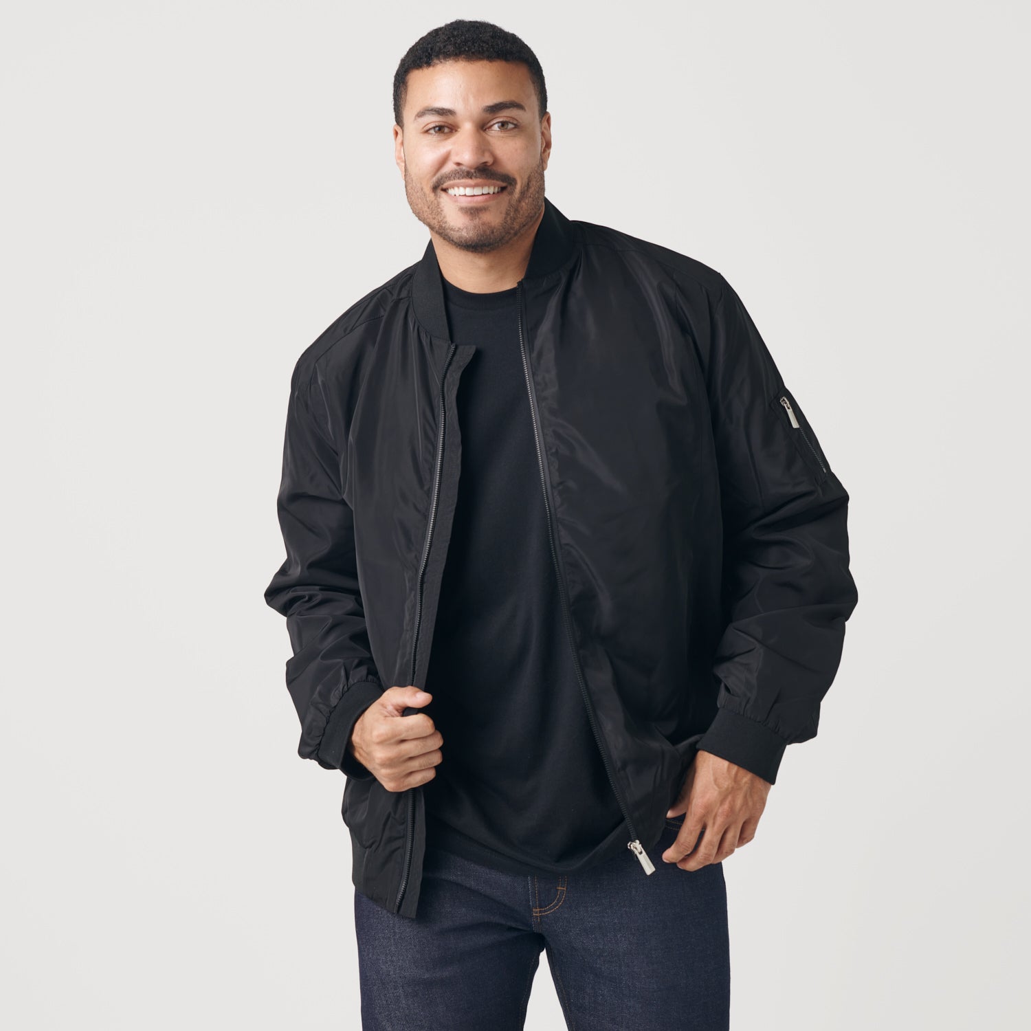 Bomber Jackets for Tall Men in Black L / Extra Tall / Black