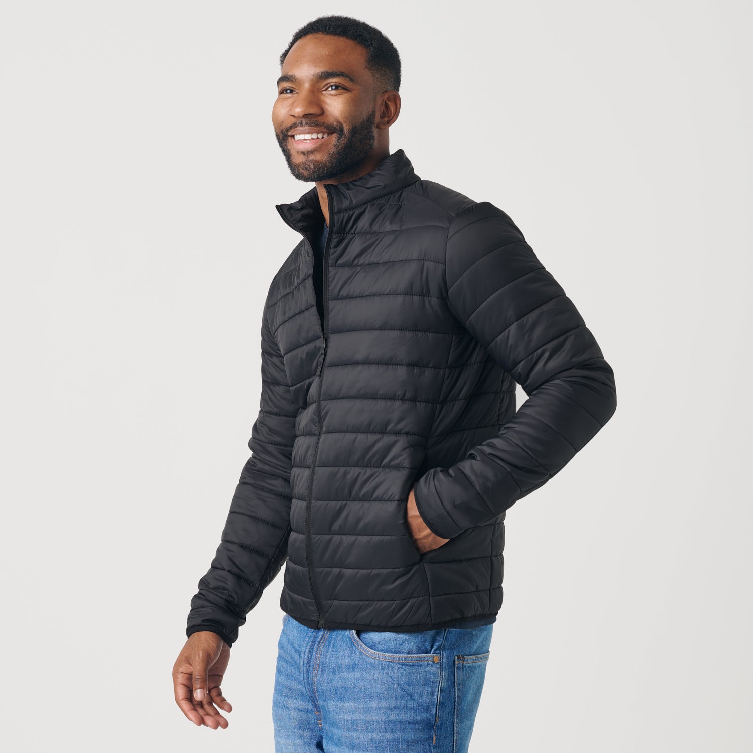Buy OPEN-FRONT QUILTED BLACK PUFFER JACKET for Women Online in India