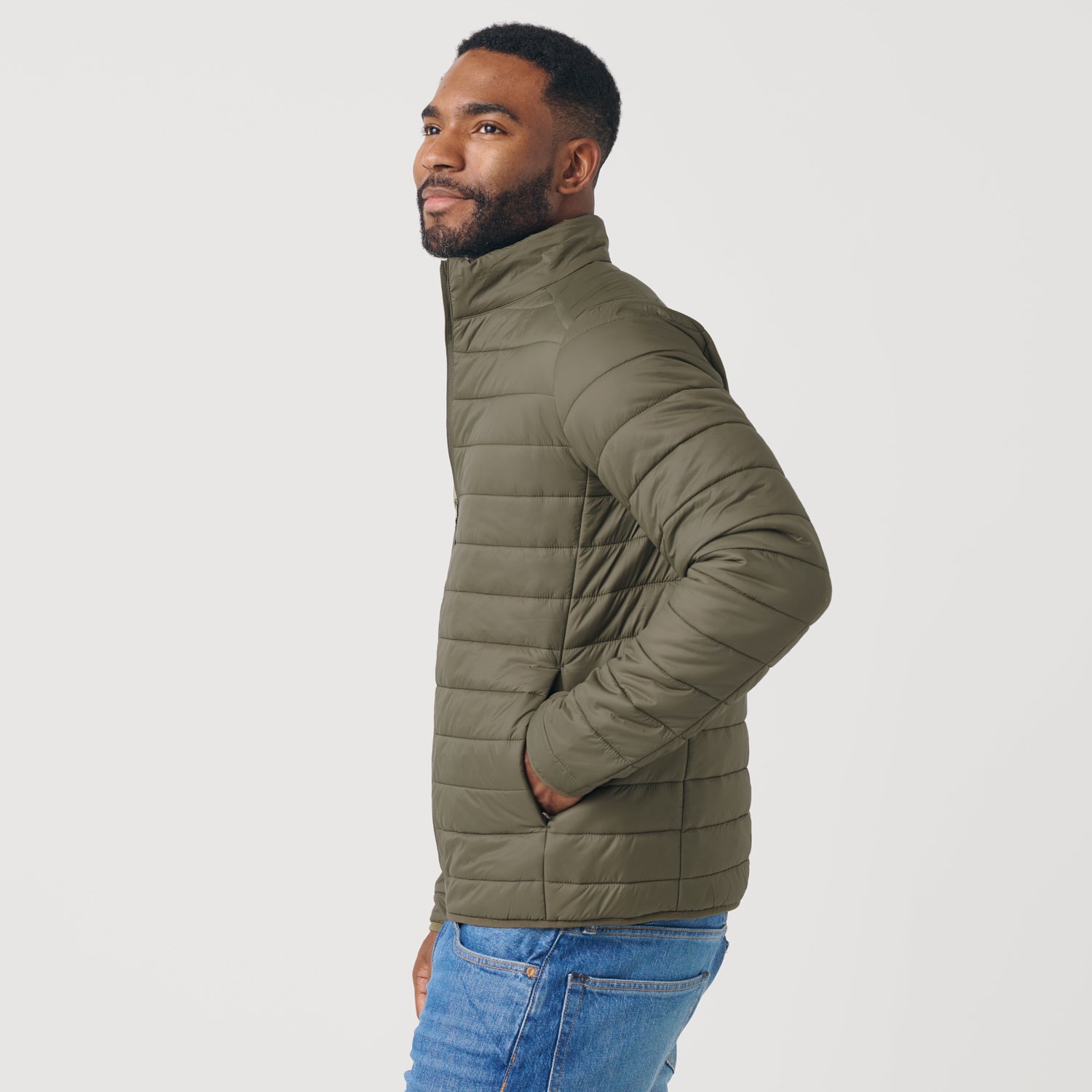 Military Green Quilted Puffer Jacket True Classic