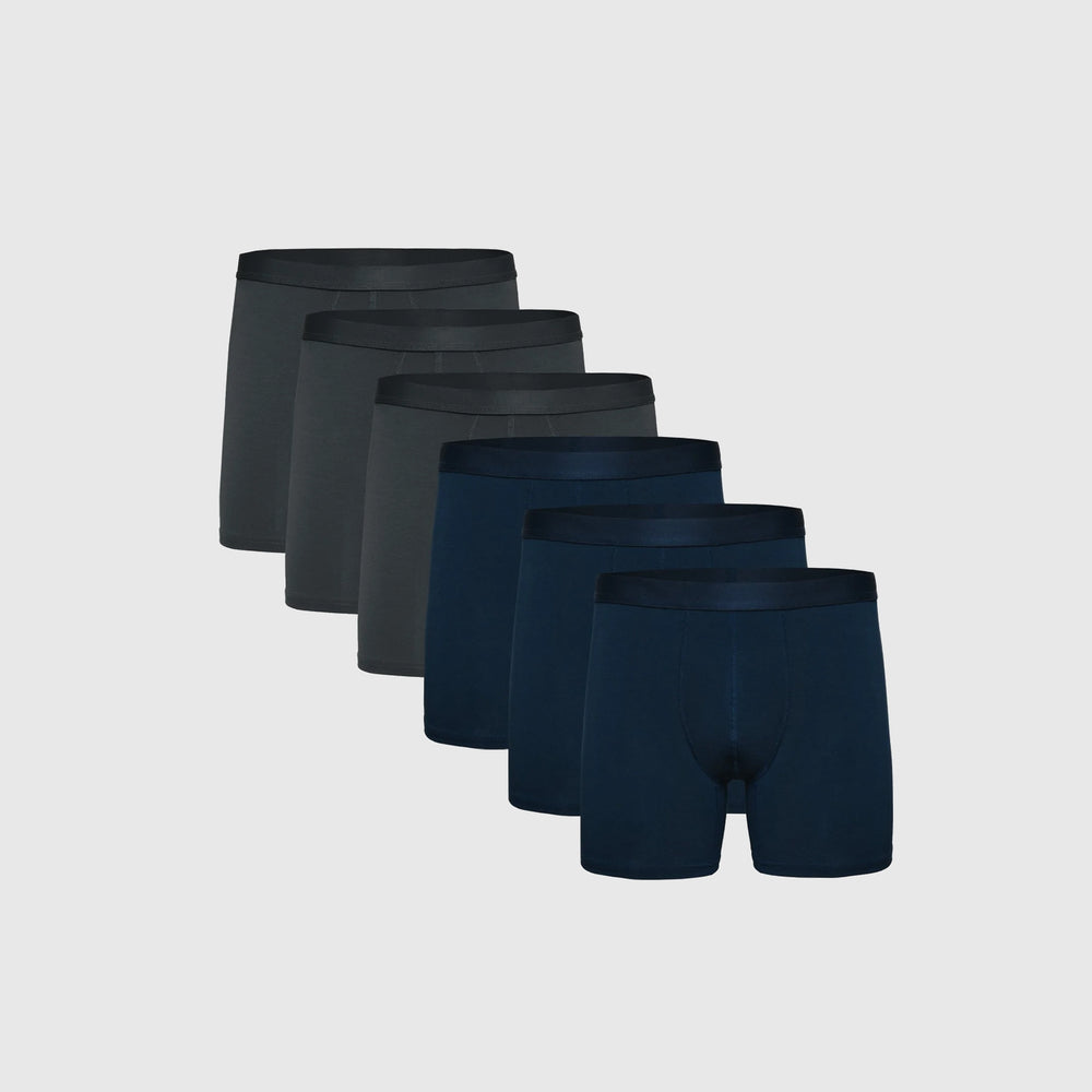 Soft Solid Boxer Briefs for Men Underpants Laid Flat Data (Black